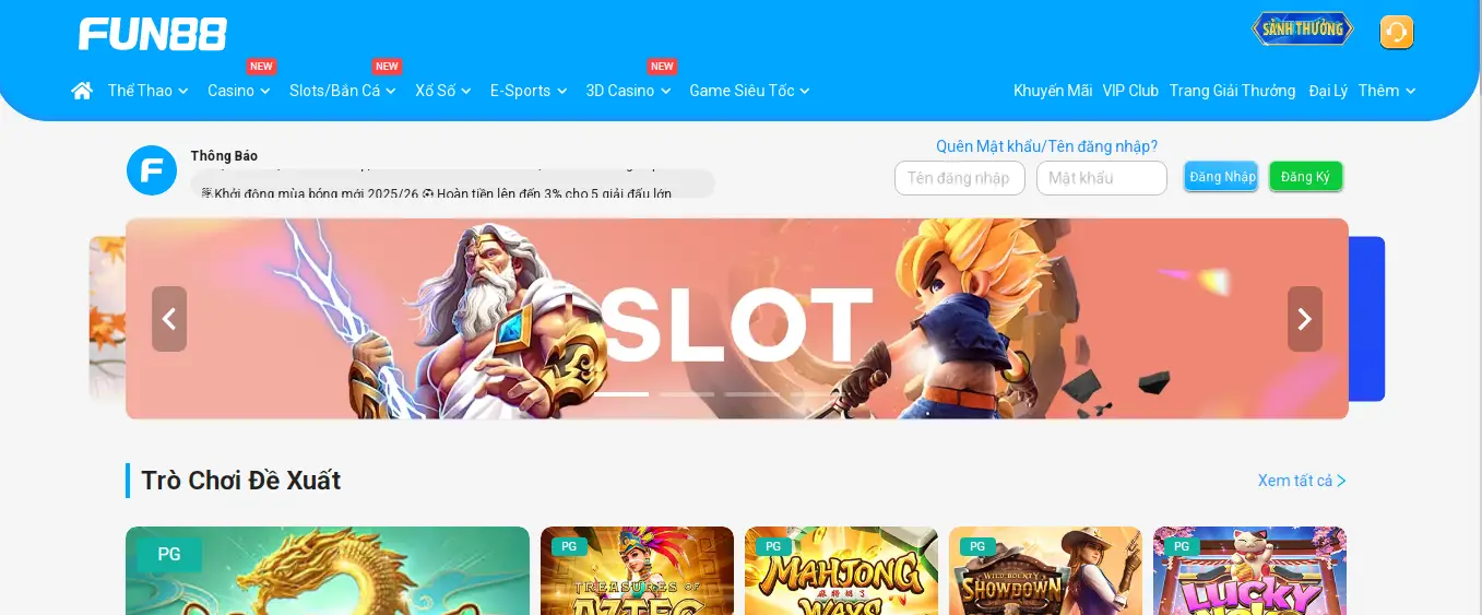 Fun88 Slot cùng một số thông tin giới thiệu cơ bản